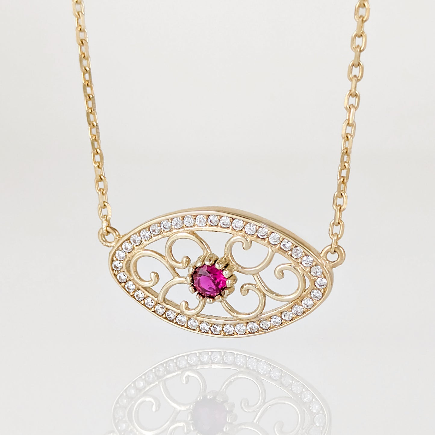 Oval Crystal Scrollwork Necklace