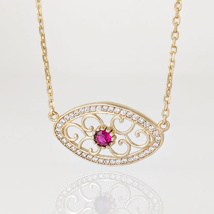 Oval Crystal Scrollwork Necklace