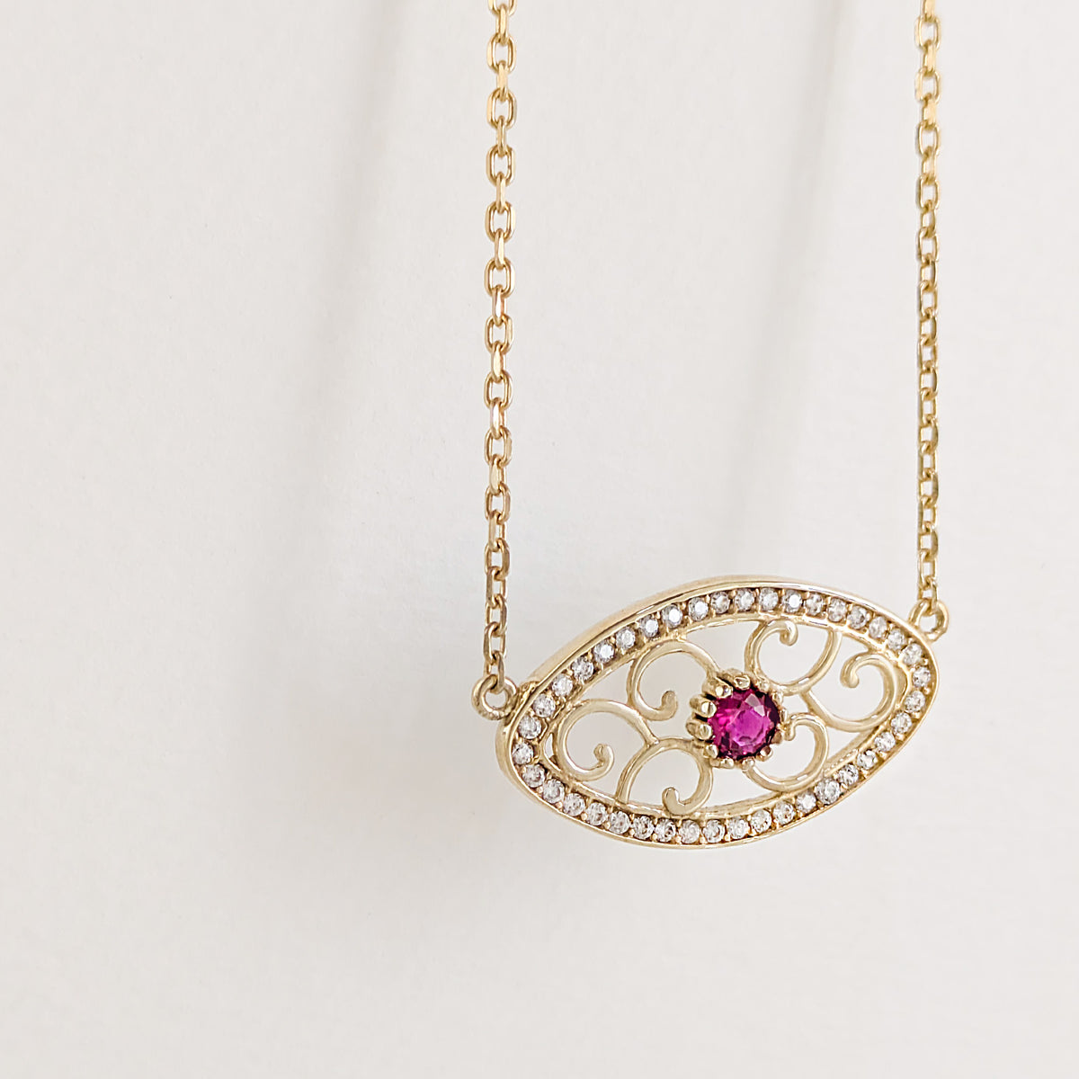 Oval Crystal Scrollwork Necklace