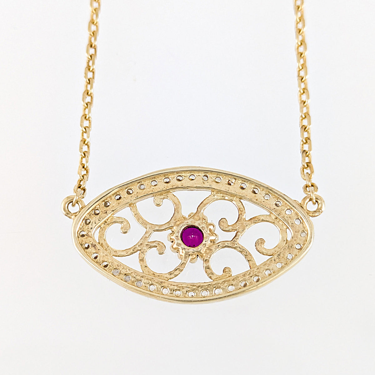 Oval Crystal Scrollwork Necklace