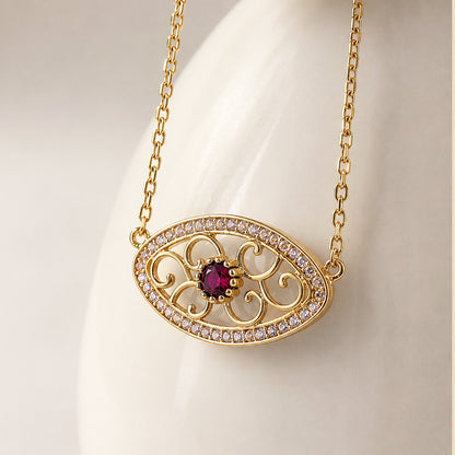 Oval Crystal Scrollwork Necklace