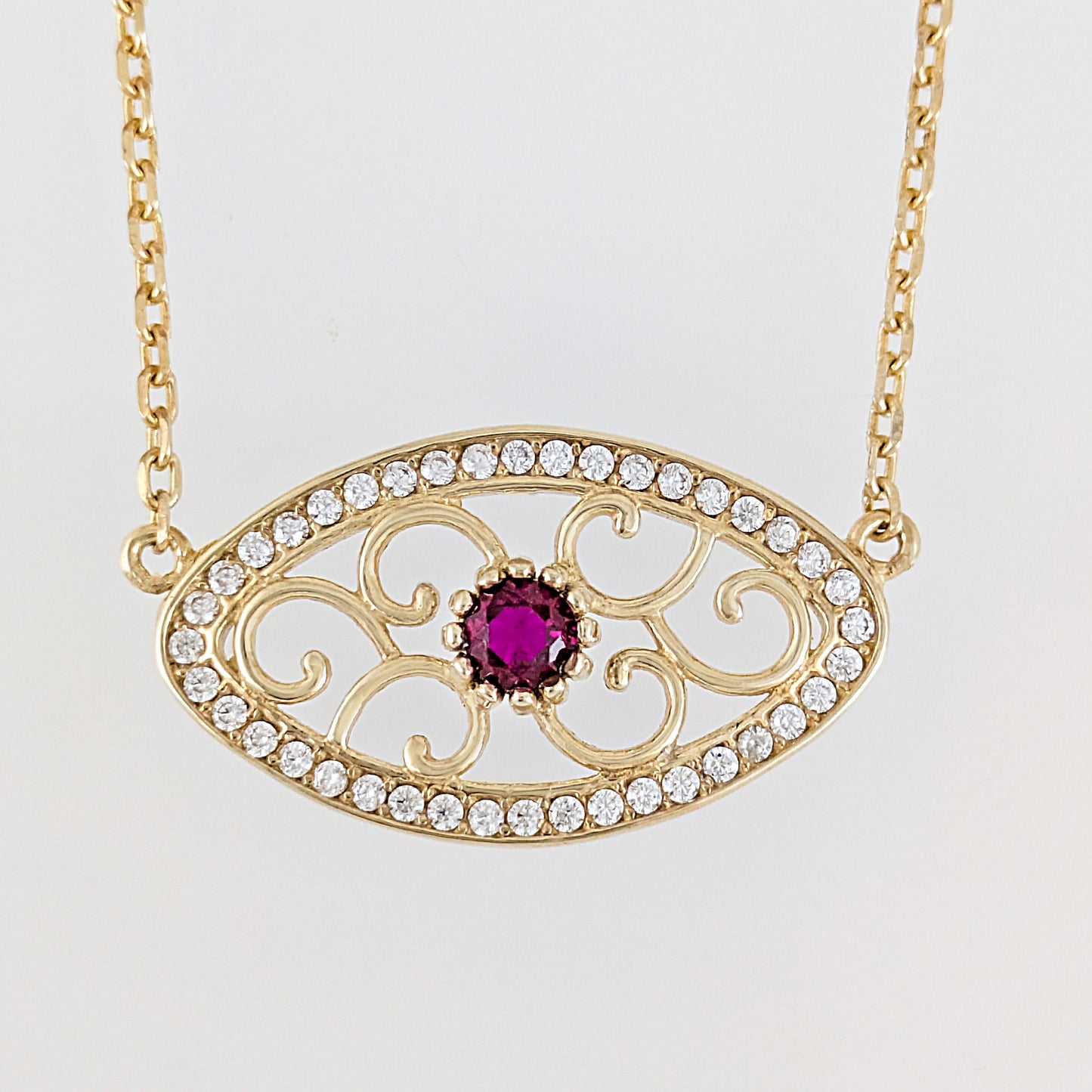 Oval Crystal Scrollwork Necklace