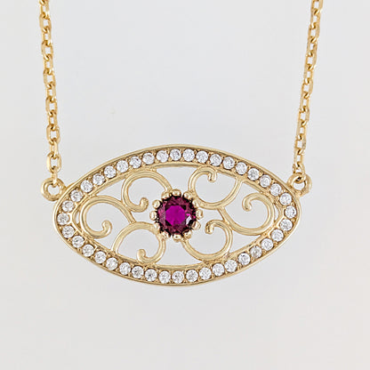 Oval Crystal Scrollwork Necklace