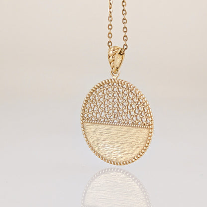 Round Openwork Pendant with Woven Lattice and Textured Detail