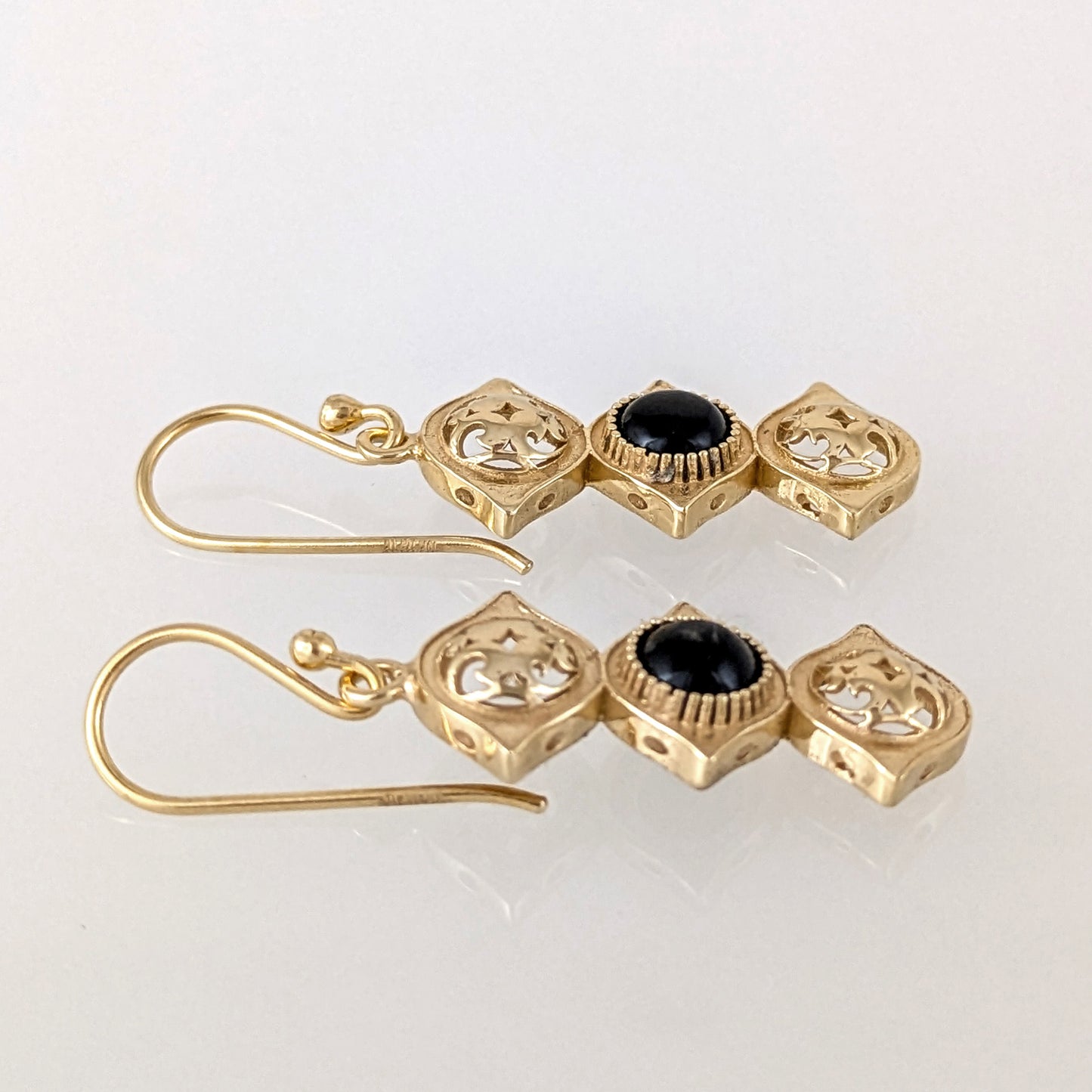 Openwork Marquise Drop Earrings with Black Onyx