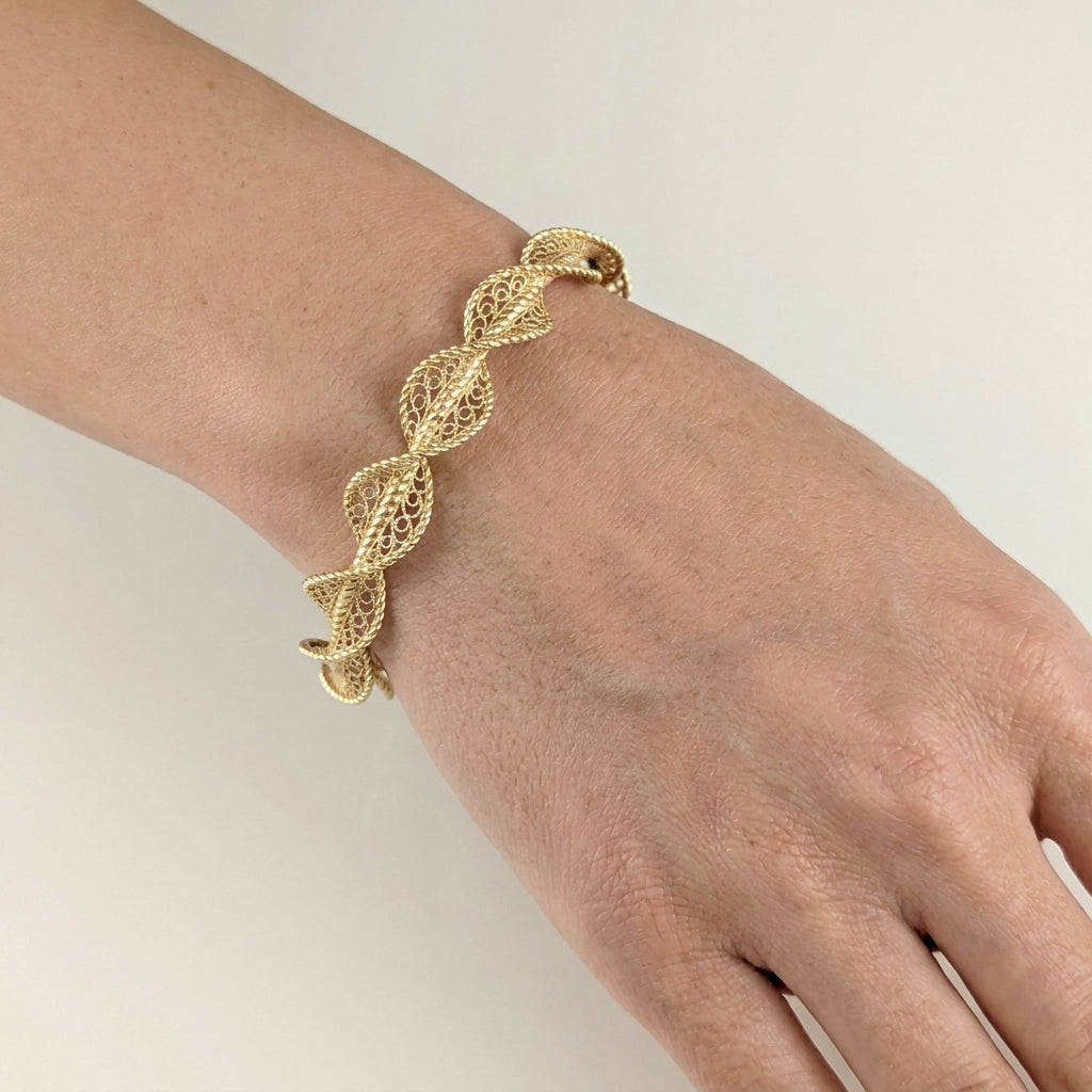 Twisted Filigree Bracelet  Turkish Spiral Bangle Elegant Statement Bracelet