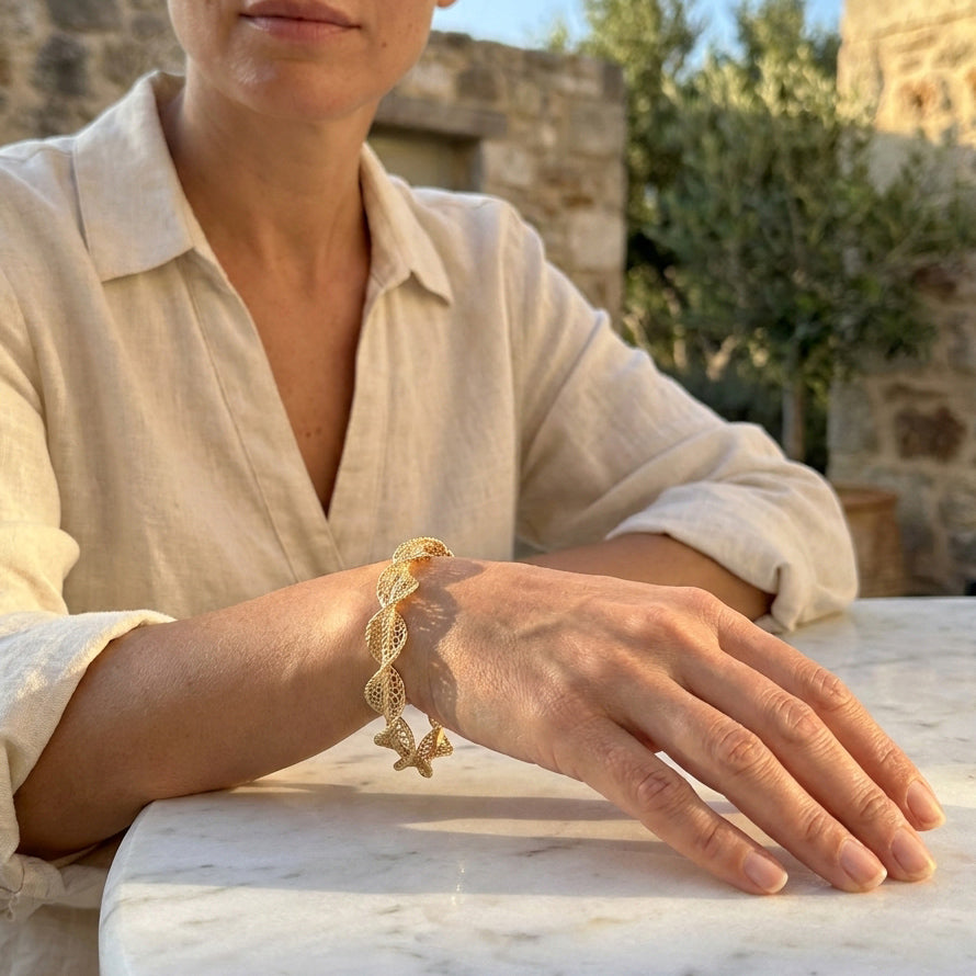 Twisted Filigree Bracelet  Turkish Spiral Bangle Elegant Statement Bracelet