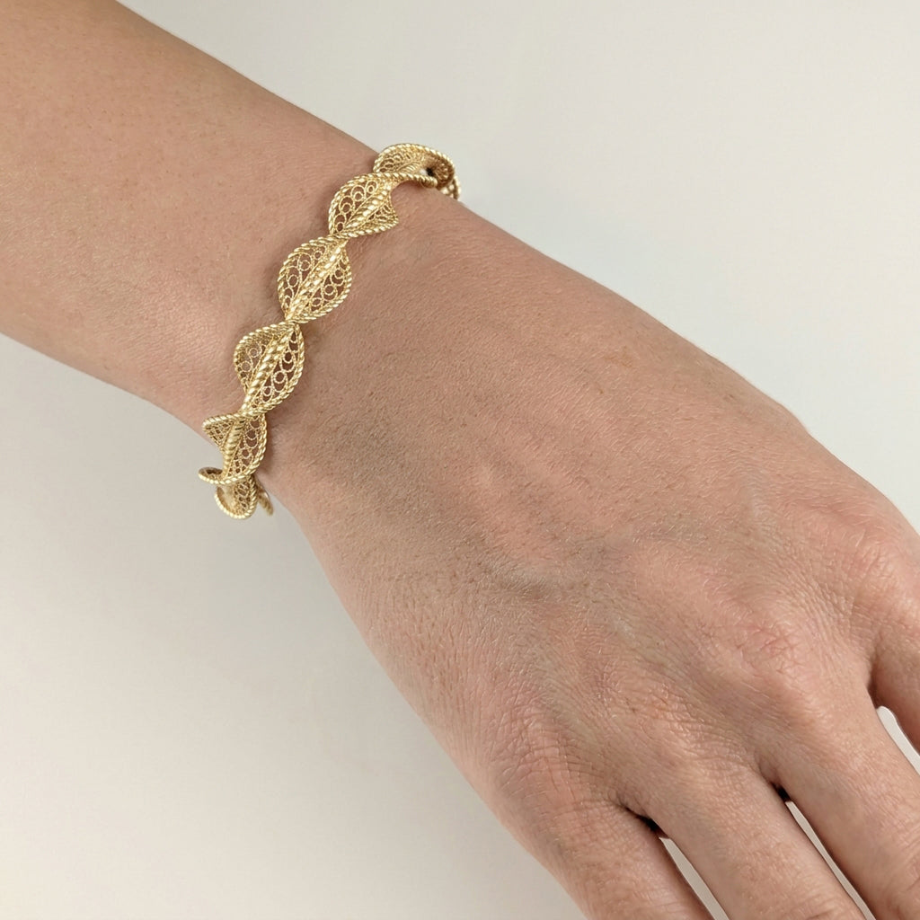 Twisted Filigree Bracelet  Turkish Spiral Bangle Elegant Statement Bracelet