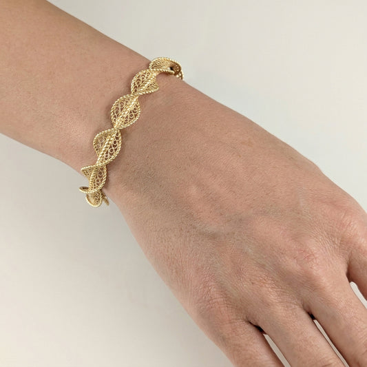 Twisted Filigree Bracelet  Turkish Spiral Bangle Elegant Statement Bracelet