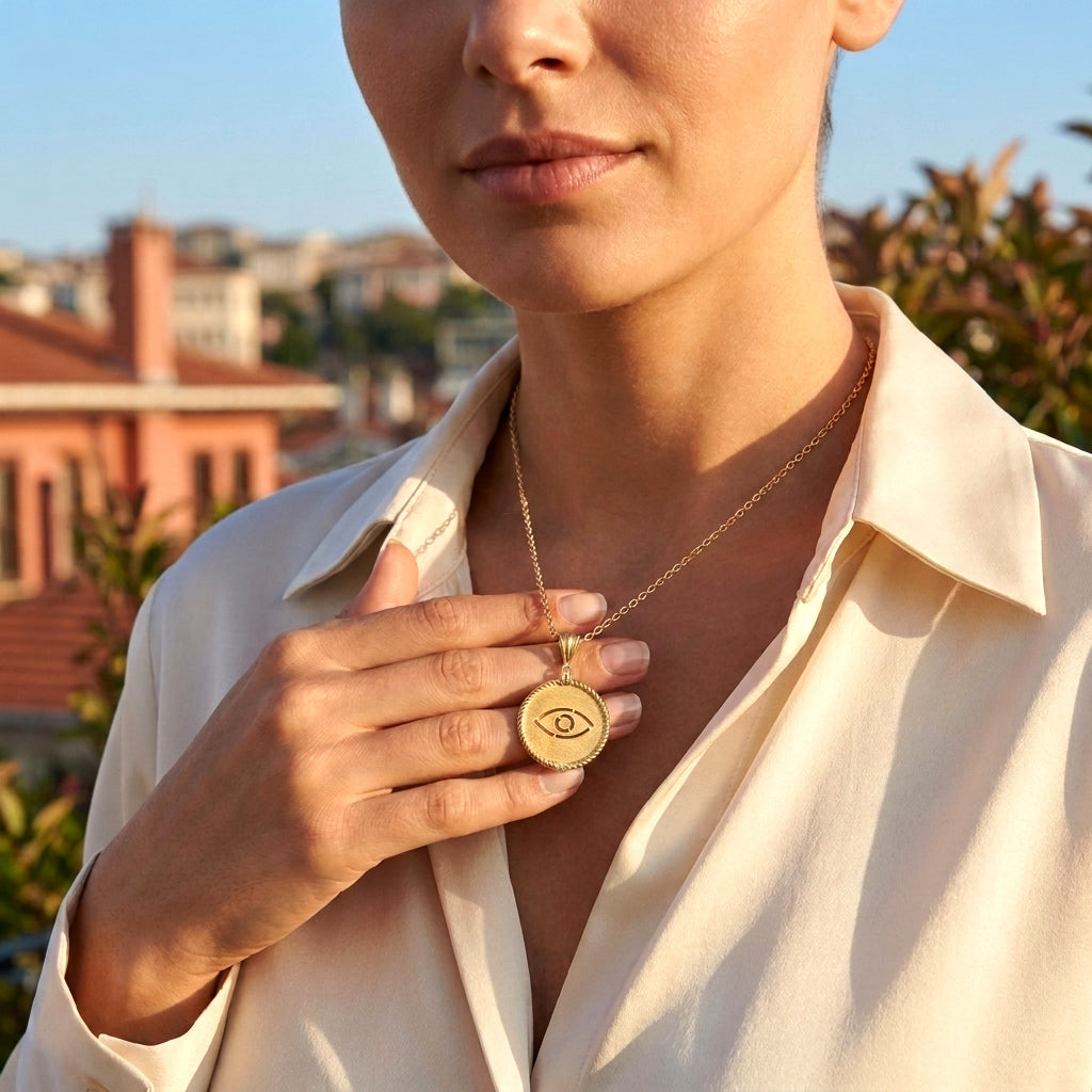 Round Evil Eye Cutout Pendant