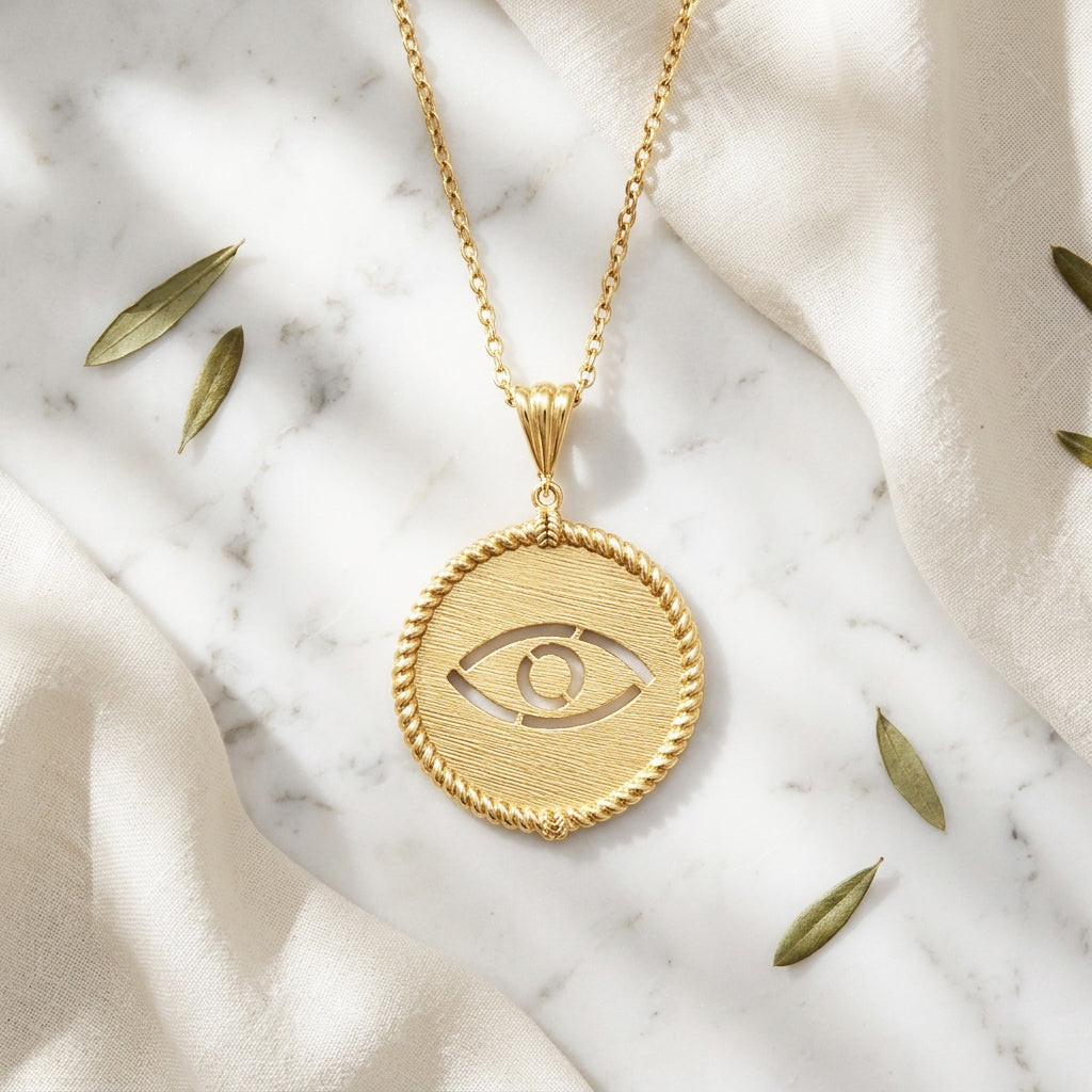 Round Evil Eye Cutout Pendant