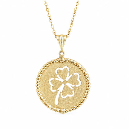 Round Four-Leaf Clover Cutout Pendant