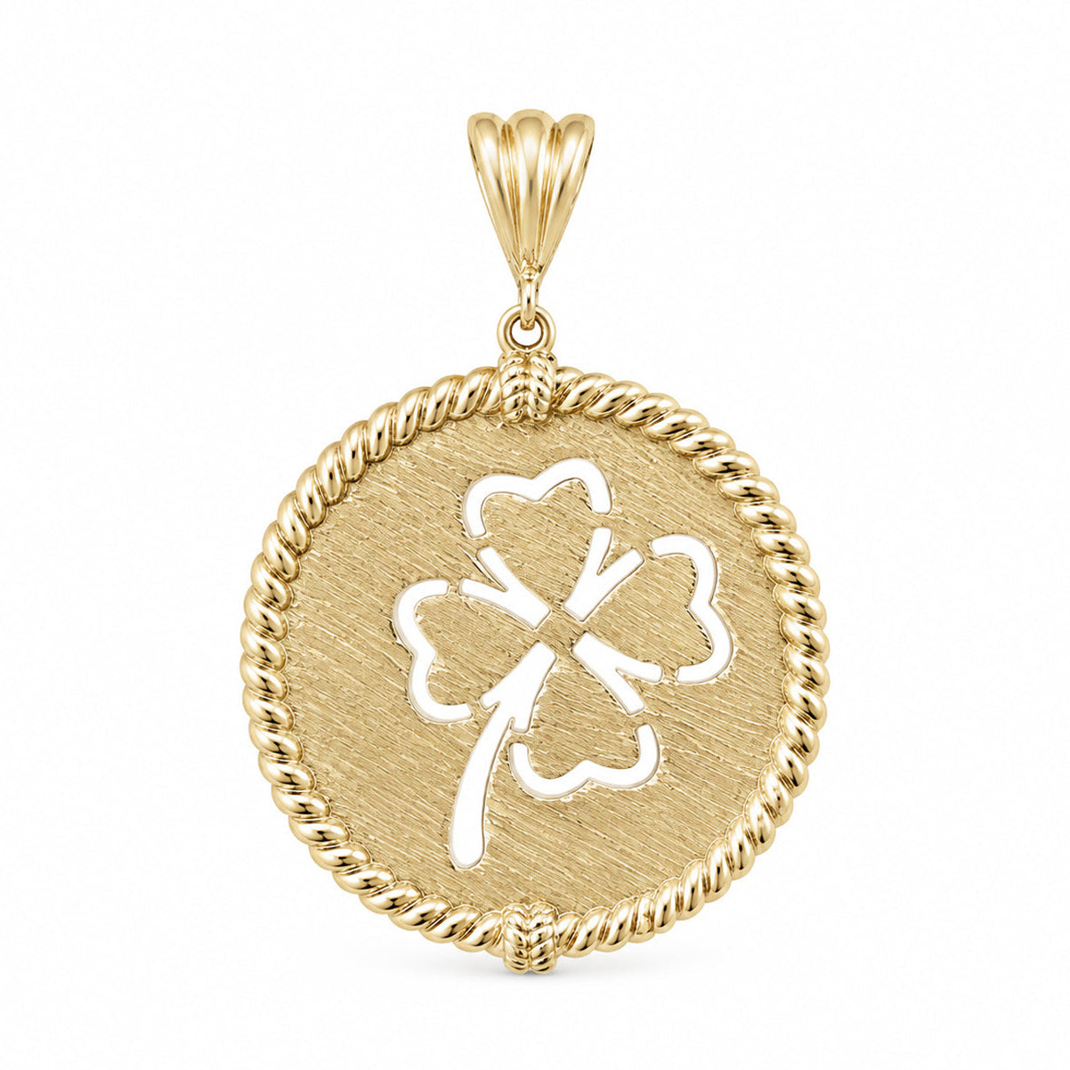 Round Four-Leaf Clover Cutout Pendant