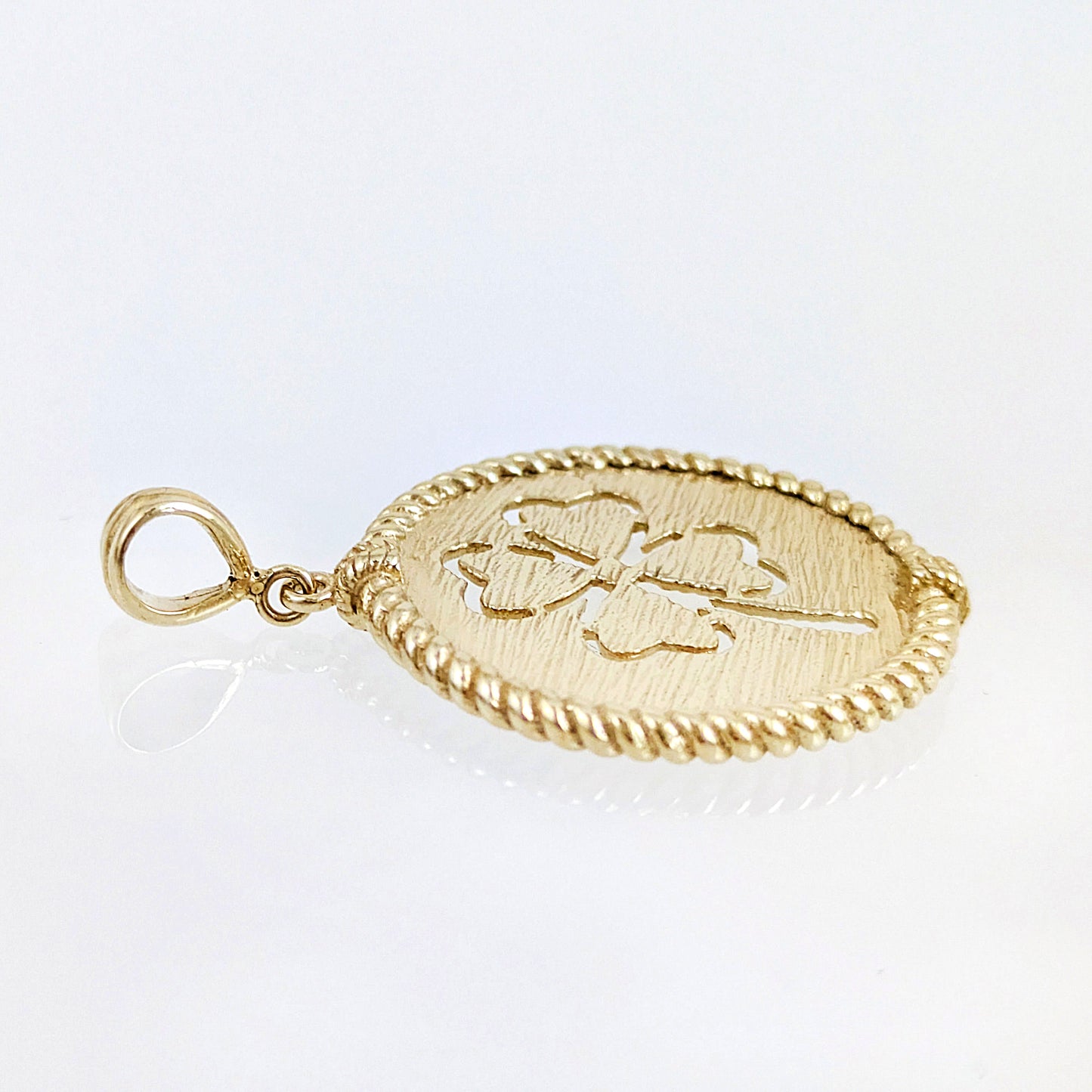 Round Four-Leaf Clover Cutout Pendant