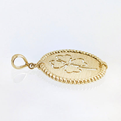 Round Four-Leaf Clover Cutout Pendant