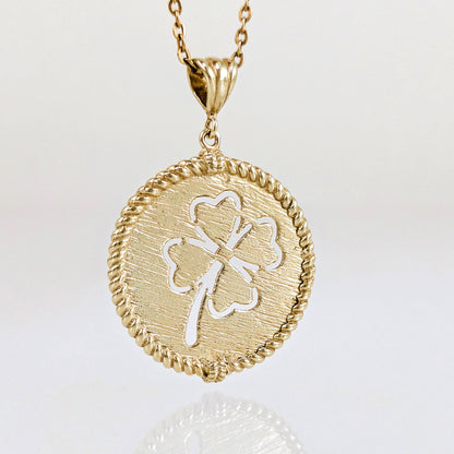 Round Four-Leaf Clover Cutout Pendant