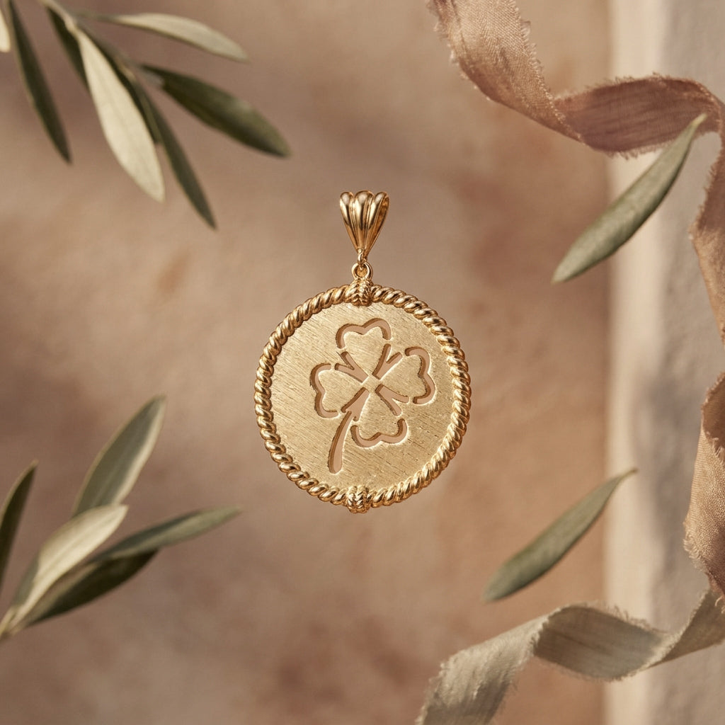 Round Four-Leaf Clover Cutout Pendant