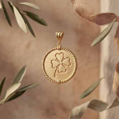 Round Four-Leaf Clover Cutout Pendant