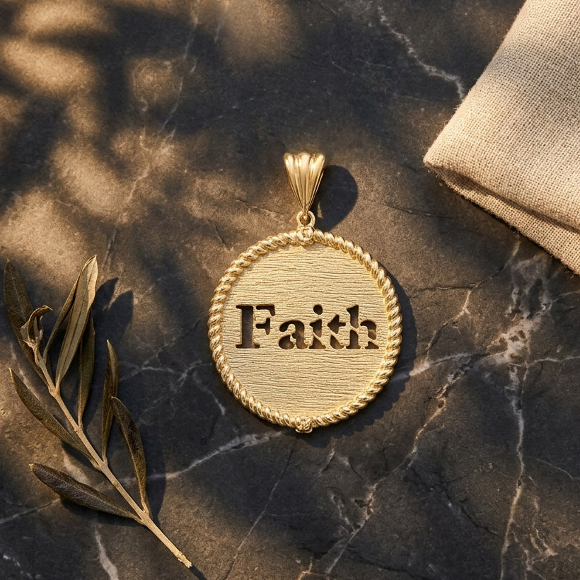Round Faith Cutout Pendant