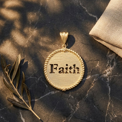 Round Faith Cutout Pendant