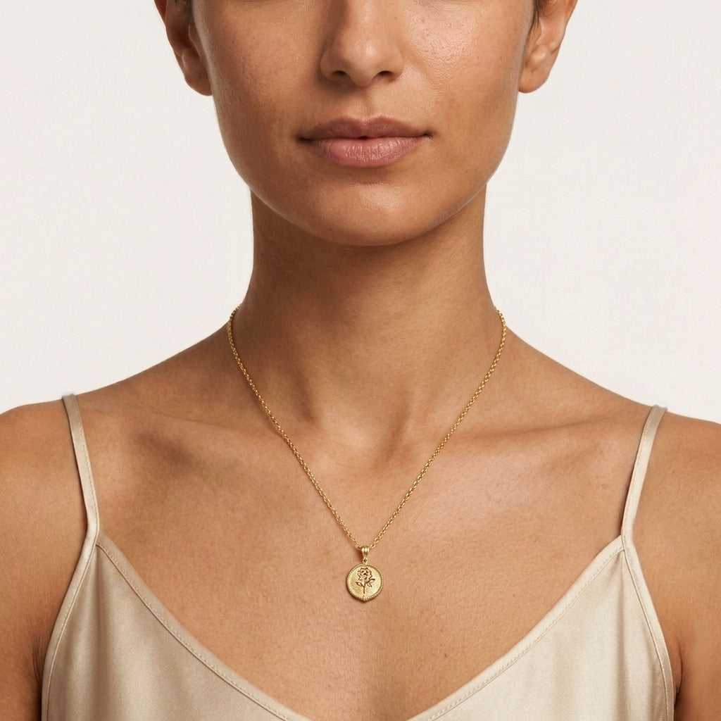 Round Rose Cutout Pendant