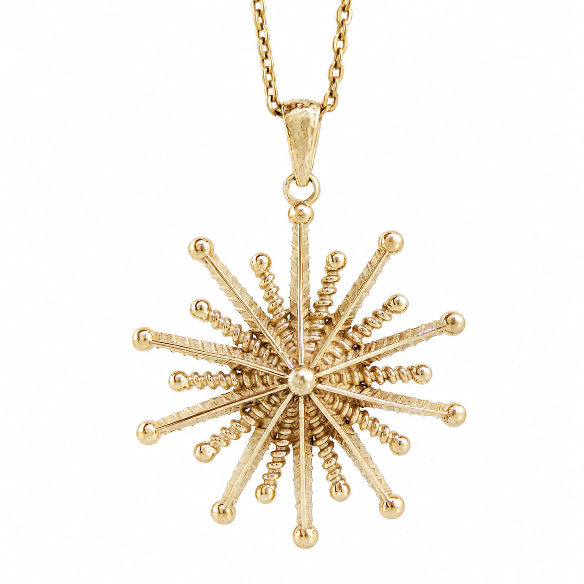 Round Starburst Pendant with Radiating Sculptural Detail