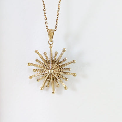 Round Starburst Pendant with Radiating Sculptural Detail