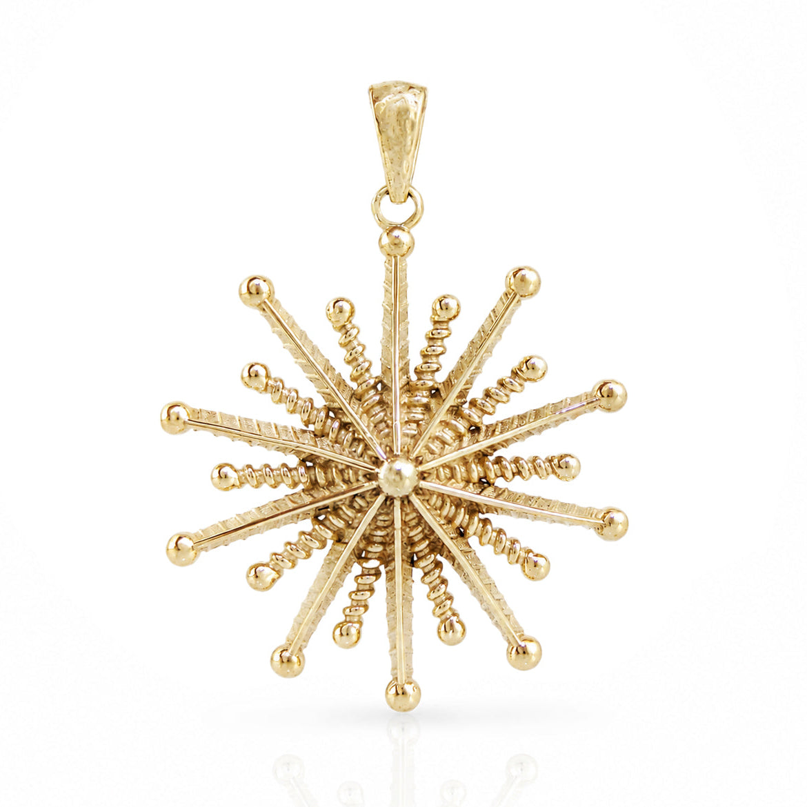 Round Starburst Pendant with Radiating Sculptural Detail