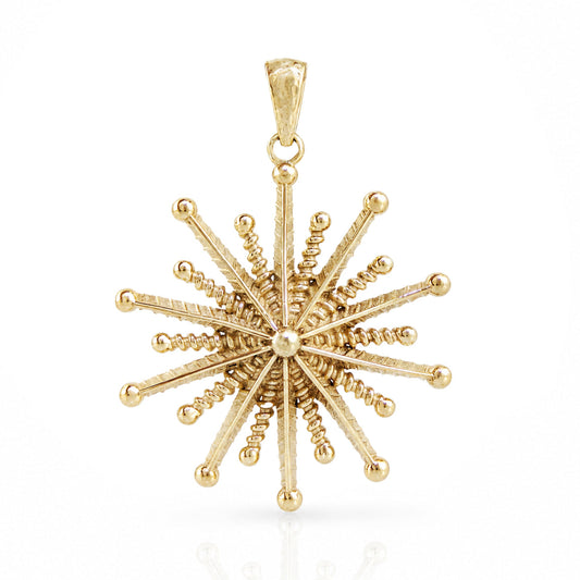 Round Starburst Pendant with Radiating Sculptural Detail