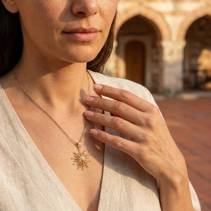 Round Starburst Pendant with Radiating Sculptural Detail