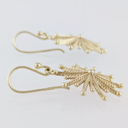 Round Starburst Drop Earrings with Radiating Sculptural Detail
