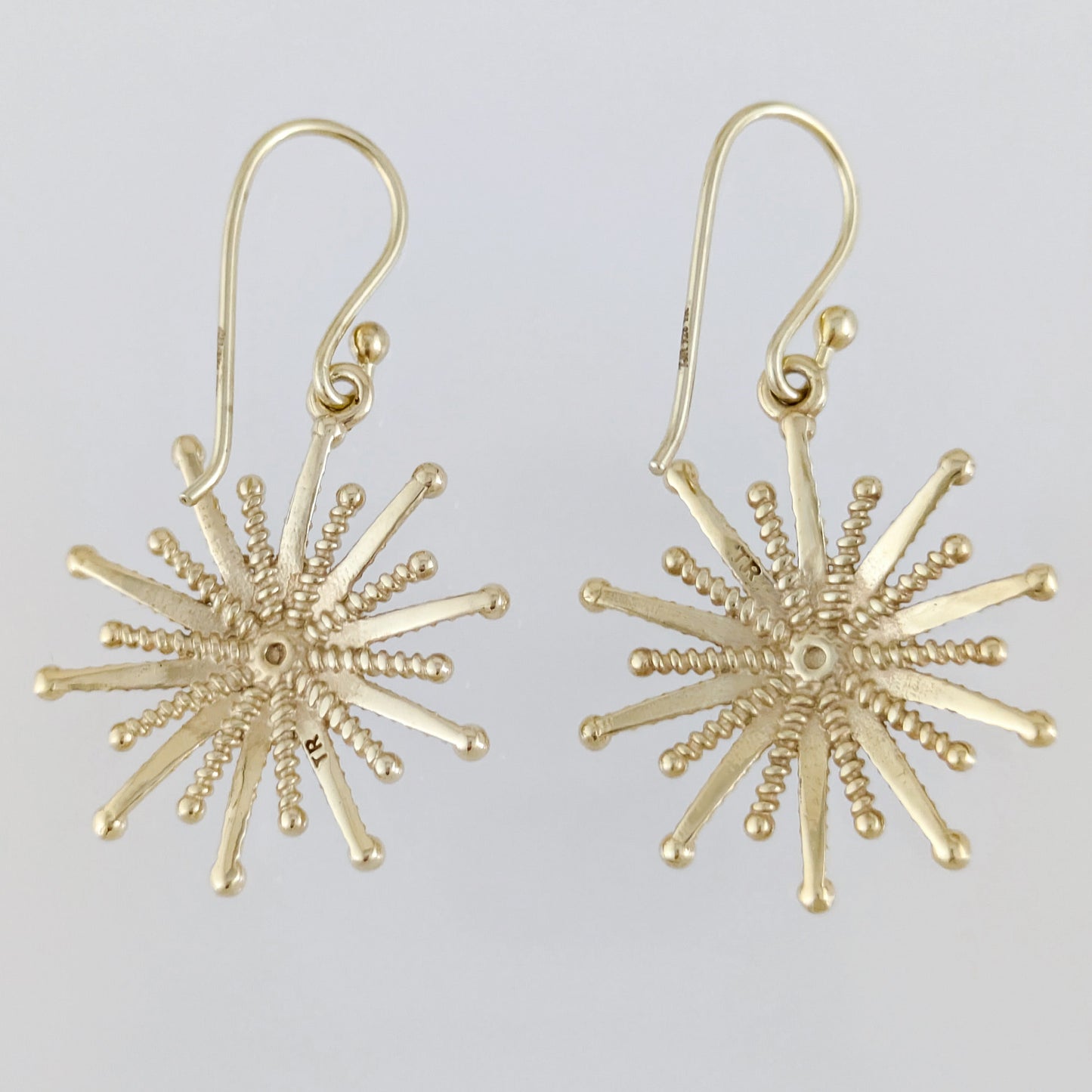 Round Starburst Drop Earrings with Radiating Sculptural Detail