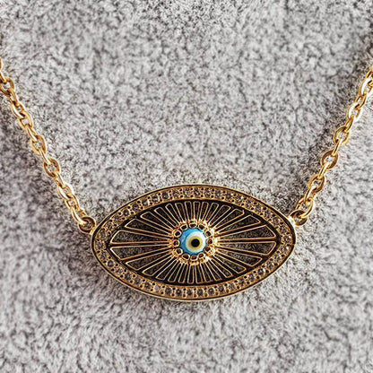 Evil Eye Pendant Necklace with Lobster Claw - TurkishBling