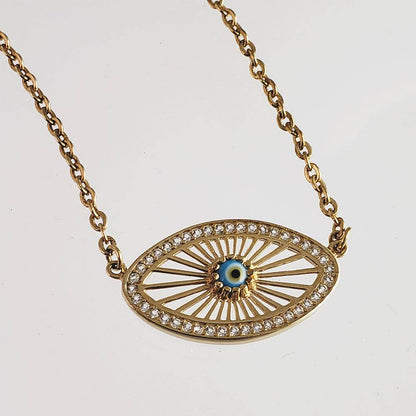 Evil Eye Pendant Necklace with Lobster Claw - TurkishBling