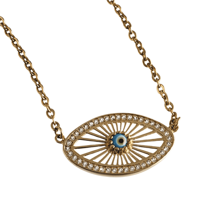 Evil Eye Pendant Necklace with Lobster Claw - TurkishBling