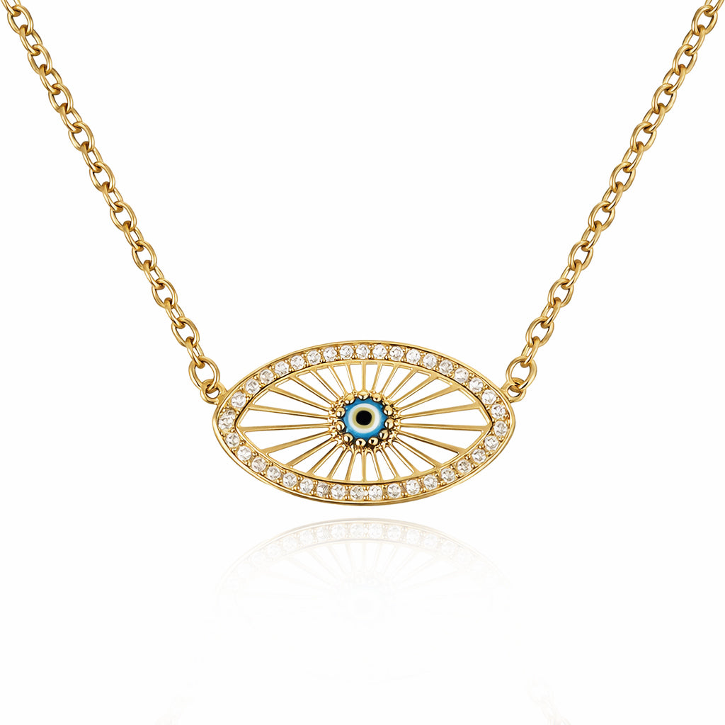 Evil Eye Pendant Necklace with Lobster Claw