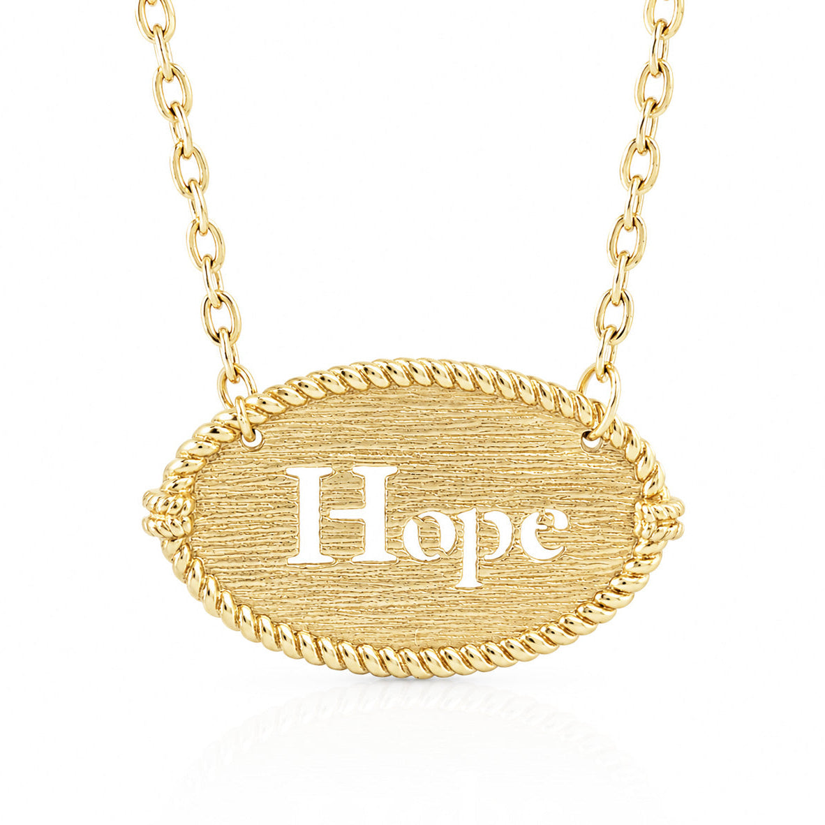Oval Hope Cutout Necklace with Textured Pendant