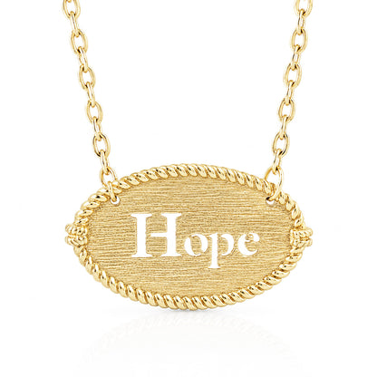 Oval Hope Cutout Necklace with Textured Pendant