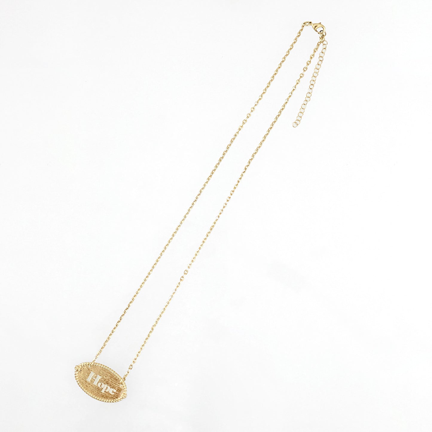 Oval Hope Cutout Necklace with Textured Pendant