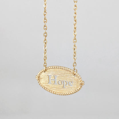 Oval Hope Cutout Necklace with Textured Pendant