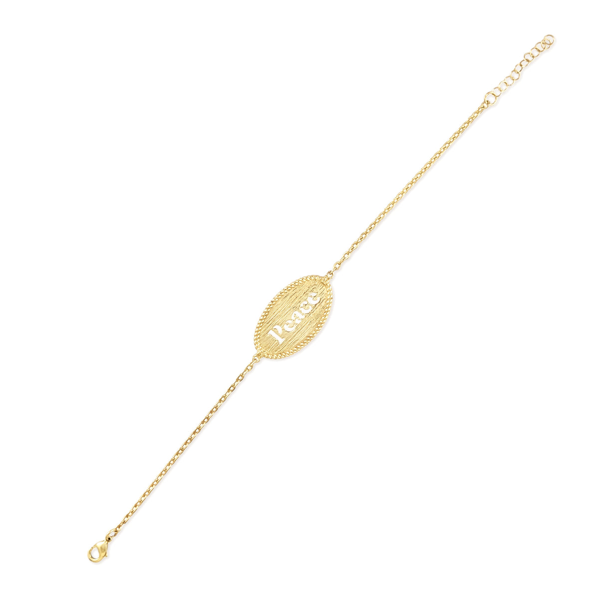 Oval Peace Cutout Bracelet with Textured Rope Border