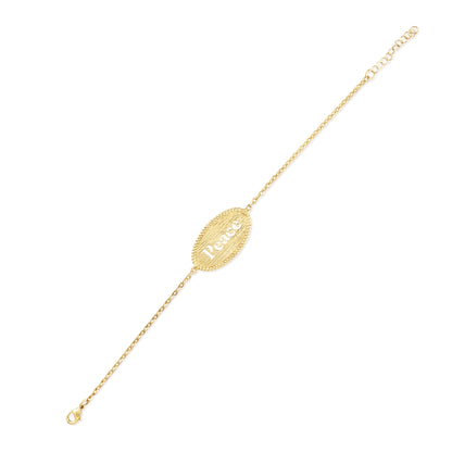 Oval Peace Cutout Bracelet with Textured Rope Border
