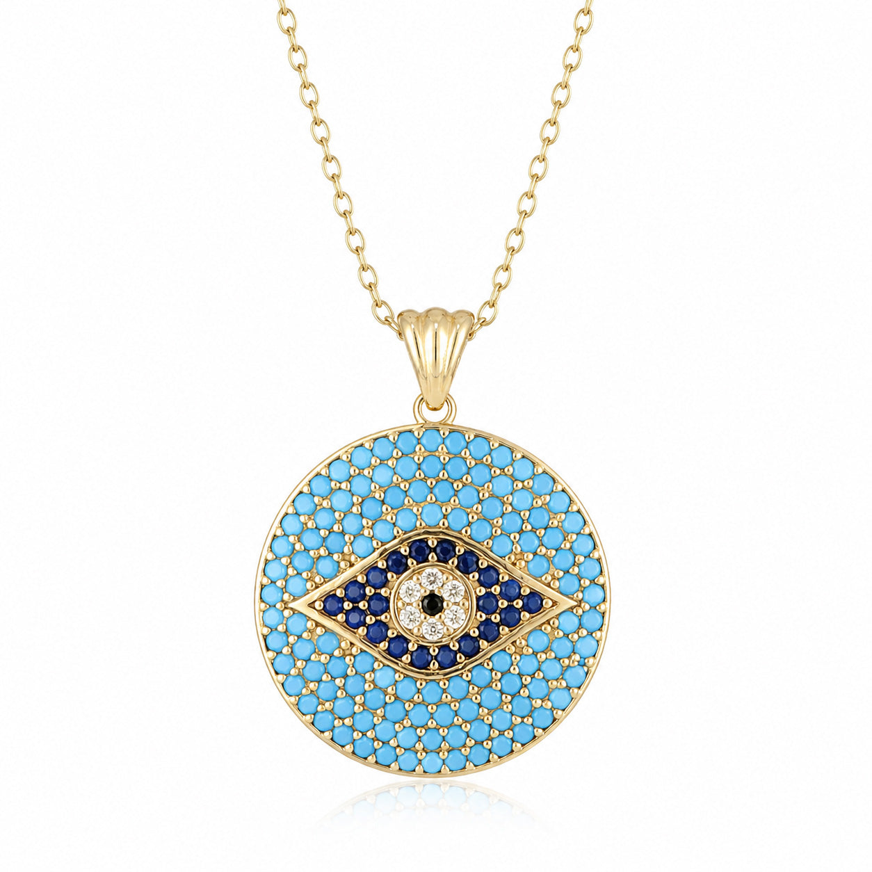 Turquoise Evil Eye Disc Pendant