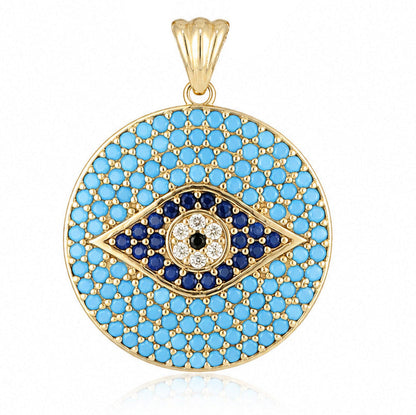 Turquoise Evil Eye Disc Pendant