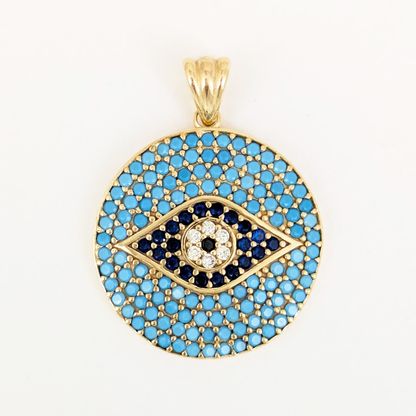 Turquoise Evil Eye Disc Pendant