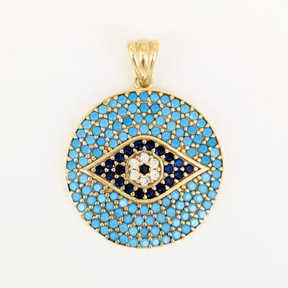 Turquoise Evil Eye Disc Pendant