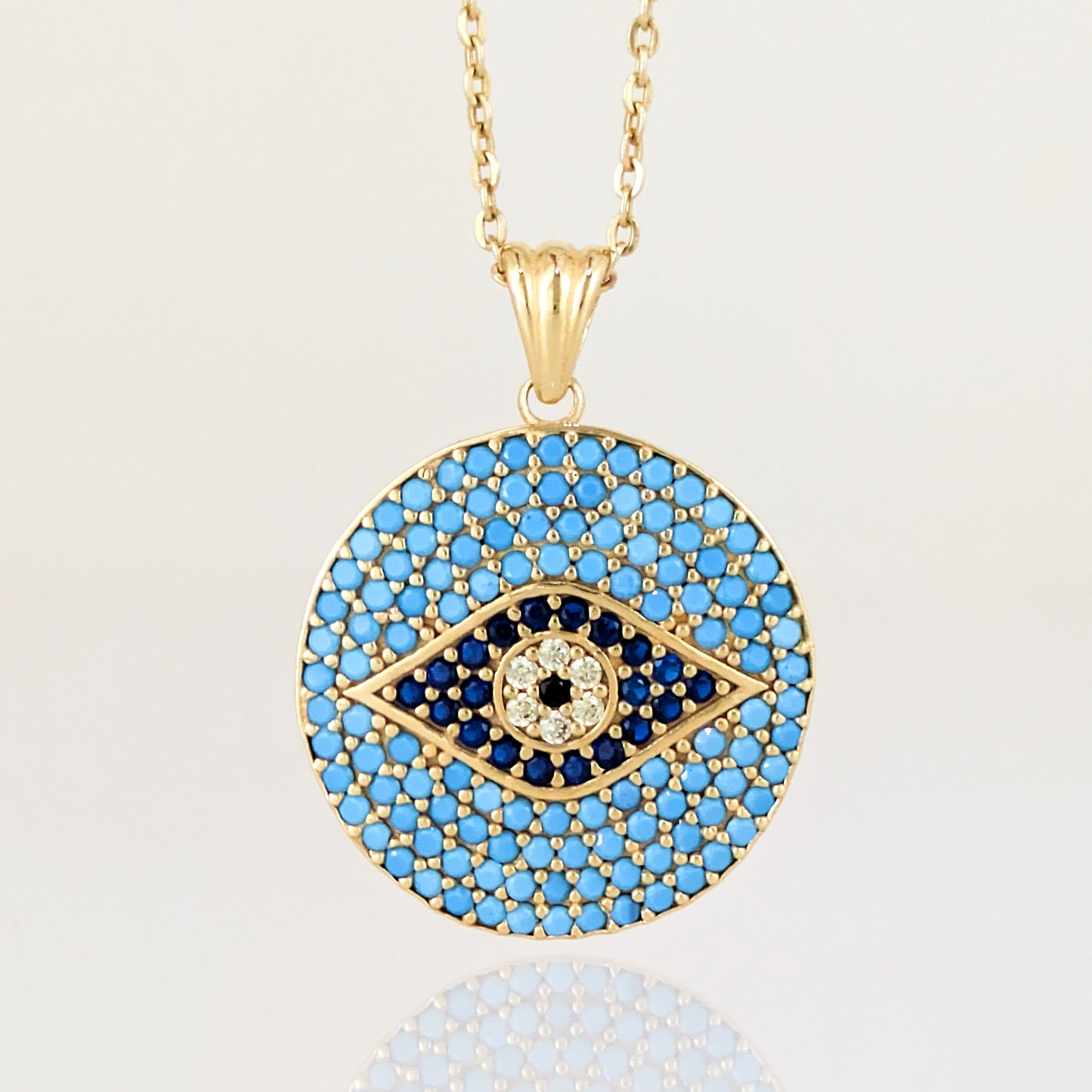 Turquoise Evil Eye Disc Pendant