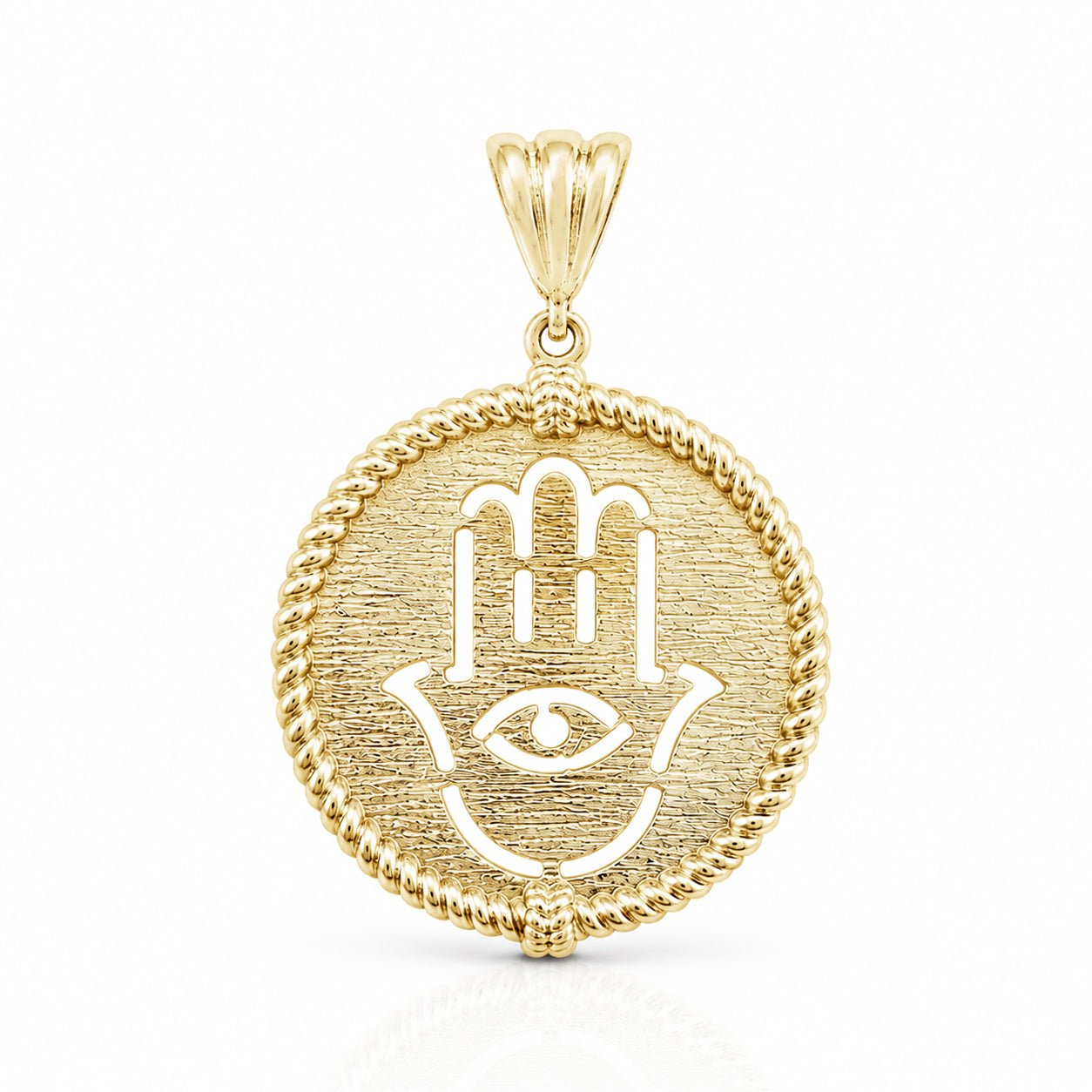 Round Hamsa Hand and Evil Eye Cutout Pendant