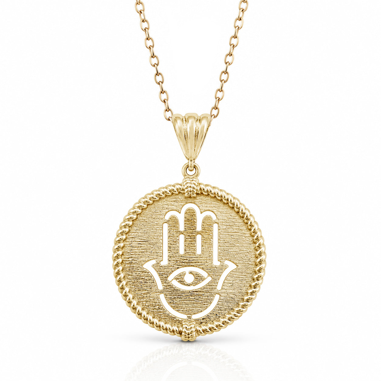 Round Hamsa Hand and Evil Eye Cutout Pendant