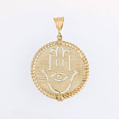 Round Hamsa Hand and Evil Eye Cutout Pendant